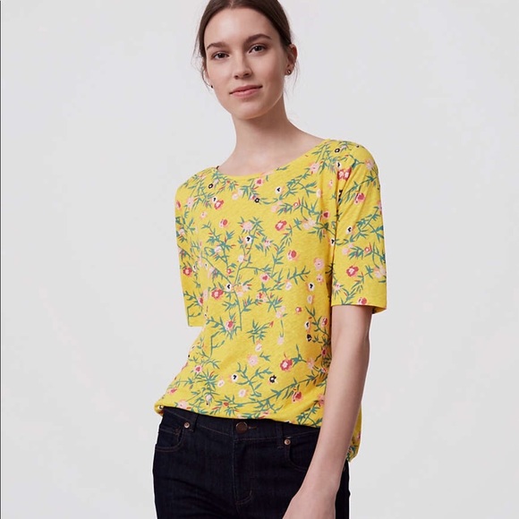 LOFT Tops - Floral Ballet Neck Tee